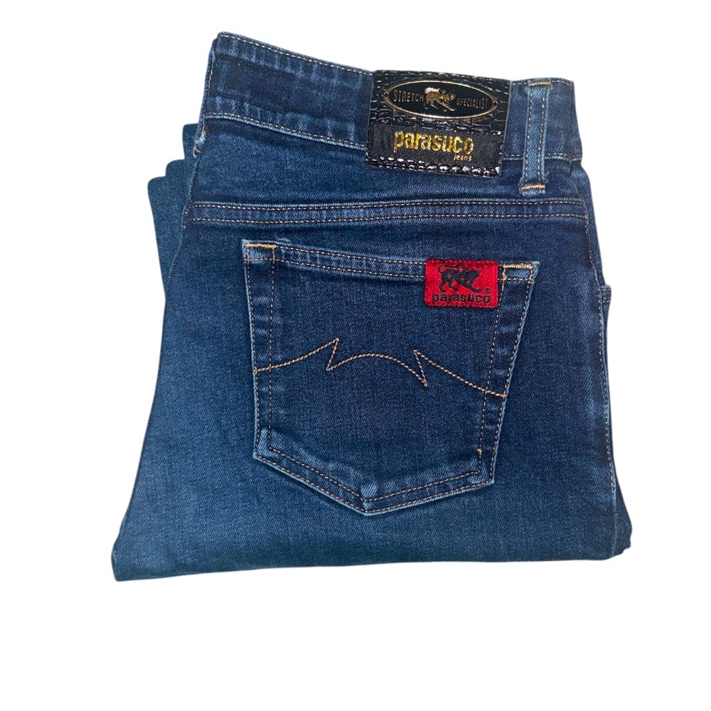 PARASUCO Authentic Women’s Vintage Dark Wash Mid Rise Bootcut Flare Denim Jeans
